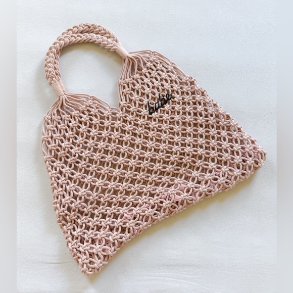 Handknit Woven Pink Knitted Tote Bag - Picture 1 of 4